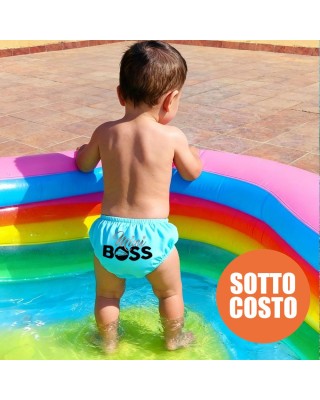 Newborn Nappy Swimsuit "Mini boss" print