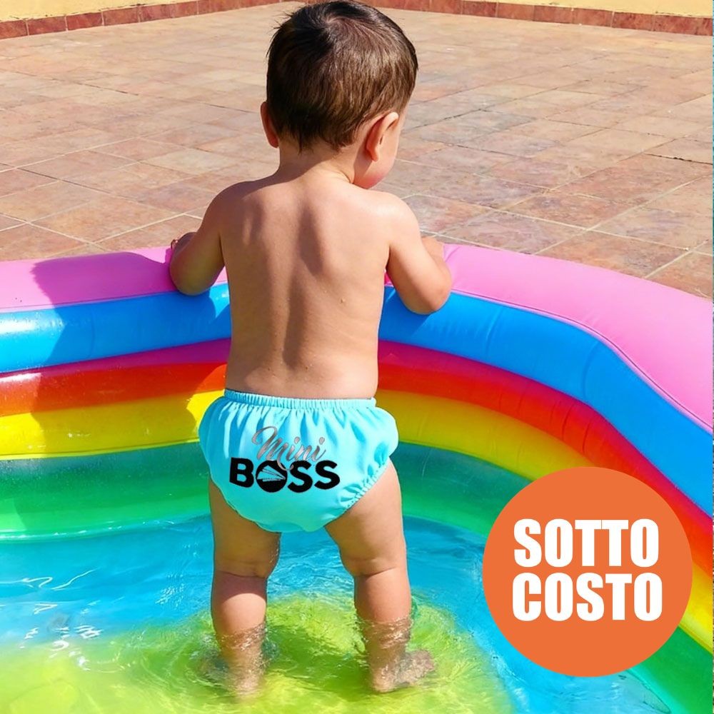 Newborn Nappy Swimsuit "Mini boss" print