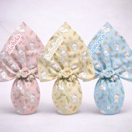 Kit Federa Personalizzata per Uovo di Pasqua con Fiori – Little Bunny