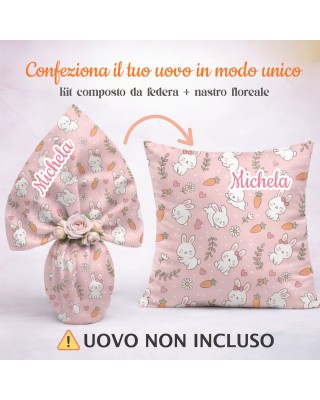 Kit Federa Personalizzata per Uovo di Pasqua con Fiori – Little Bunny