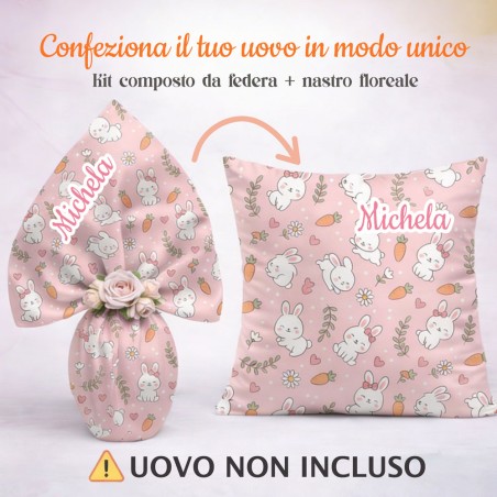 Kit Federa Personalizzata per Uovo di Pasqua con Fiori – Little Bunny