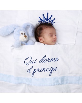 Three pieces sheets for crib/pram "the princess/the prince sleeps here