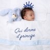 Three pieces sheets for crib/pram "the princess/the prince sleeps here