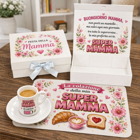 Scatola Regalo Super Mamma con Tazza o Tazzina | Regalo Festa della Mamma – bis.it