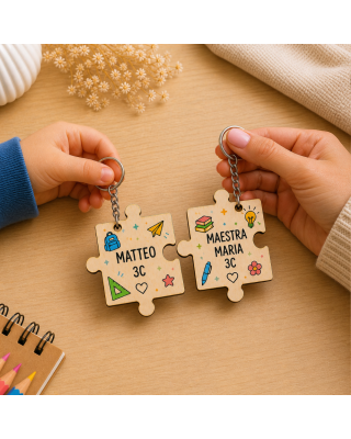 Portachiavi Puzzle Personalizzato 5 cm – 1 Pezzo Singolo con Nome – Regalo Fine Festa Scuola o Compleanno