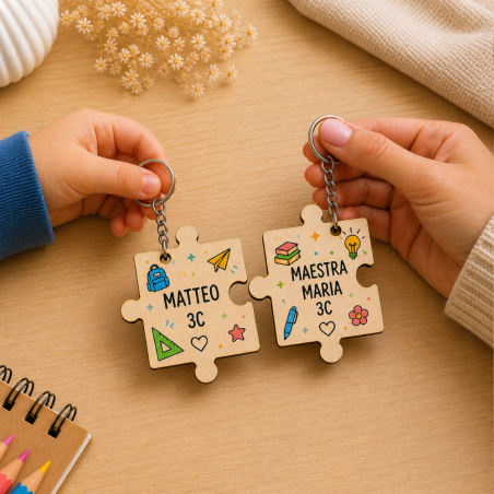 Portachiavi Puzzle Personalizzato Nome | Regalo Economico Fine Anno Scuola da parte delle maestre per i Bambini