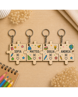 Portachiavi Puzzle Personalizzato Nome | Regalo Economico Fine Anno Scuola da parte delle maestre per i Bambini