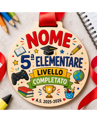 Medaglia Personalizzata Nome Fine Anno Scuola | Diploma Bambini Asilo Elementari Medie