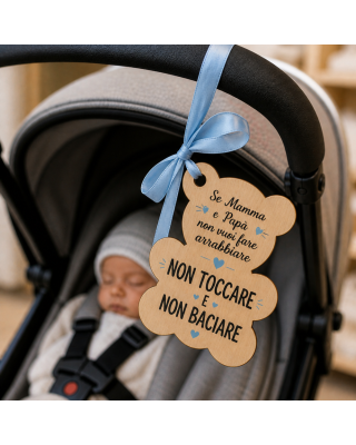 Targa Passeggino Personalizzata con Nome | Fiocco Nascita Carrozzina Neonato