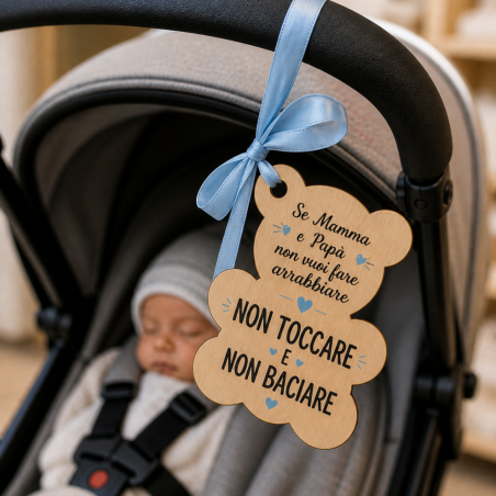 Targa Passeggino Personalizzata con Nome | Fiocco Nascita Carrozzina Neonato