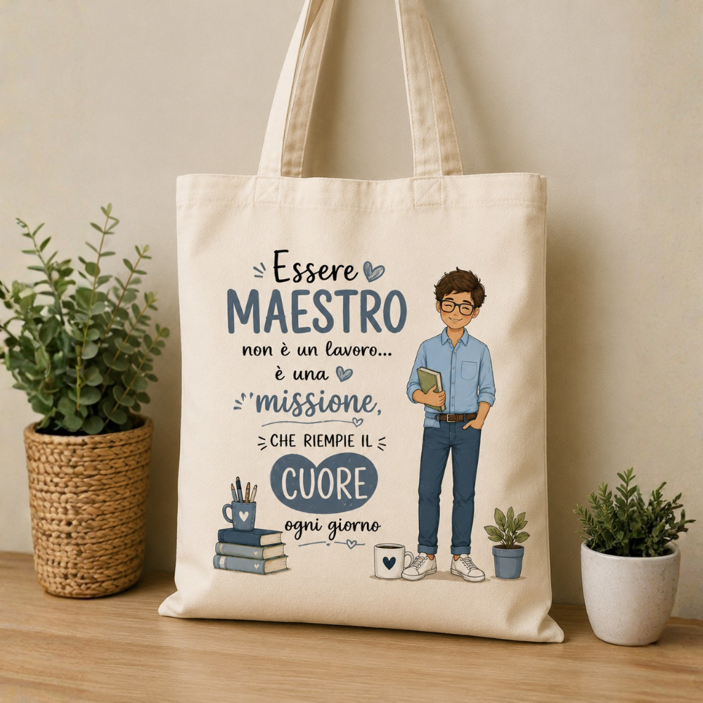 Customizable shopper bag with dedication for the teacher