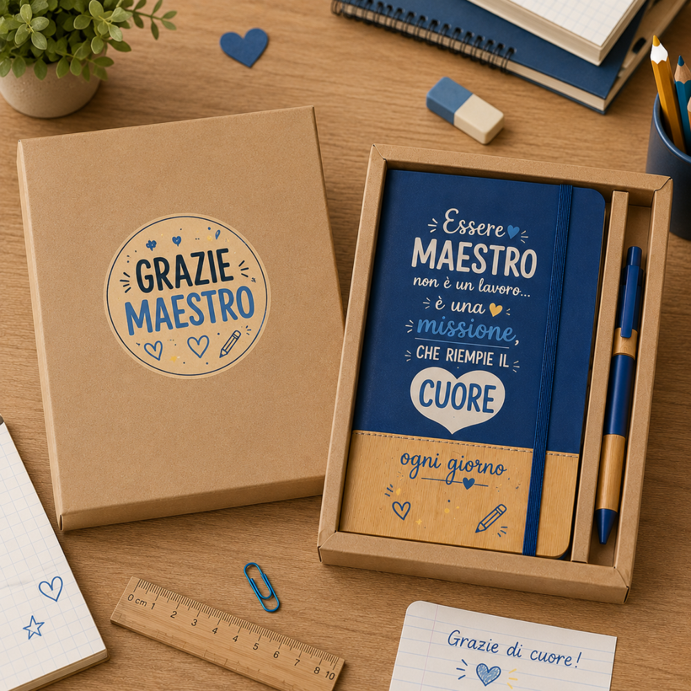 Gift Box Maestro Tender School | Block Notes e Penna Regalo Fine Anno