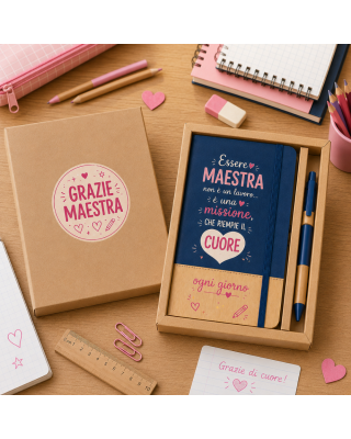 Gift Box Maestra Tender School | Block Notes e Penna Regalo Fine Anno