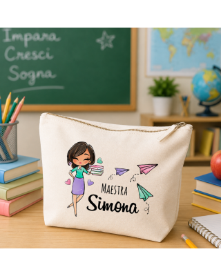 Pochette Personalizzata Maestra o Maestro con Nome | Regalo Fine Anno Scuola BIS