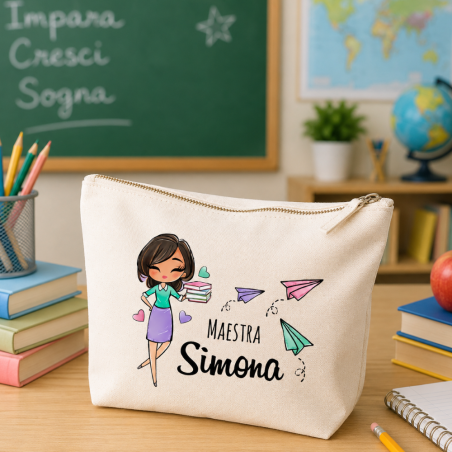 Pochette Personalizzata Maestra o Maestro con Nome | Regalo Fine Anno Scuola BIS