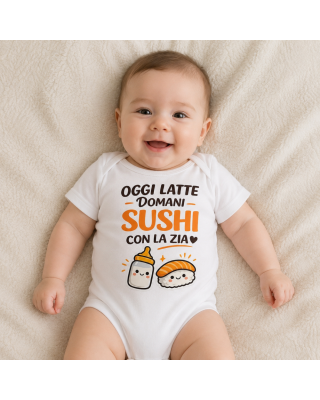Body Neonato Personalizzato con Frase | Grafica Latte e Sushi
