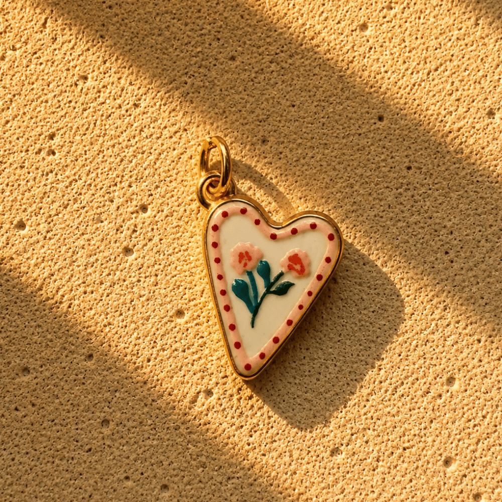 Charm Cuore Fiorito | Ciondolo Romantico per Collana Componibile
