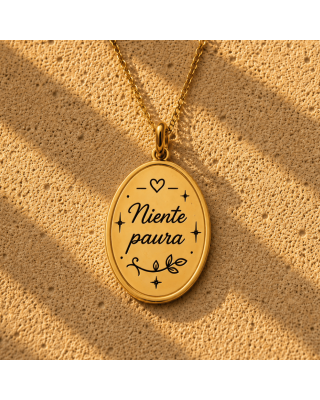 Charm Niente Paura | Ciondolo Ovale per Collana Personalizzabile