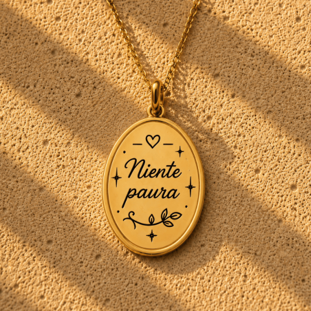 Charm Niente Paura | Ciondolo Ovale per Collana Personalizzabile