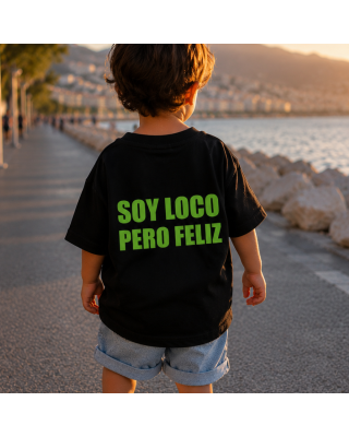 T-shirt Bambino Soy Loco Pero Feliz | Maglia Divertente Bambini