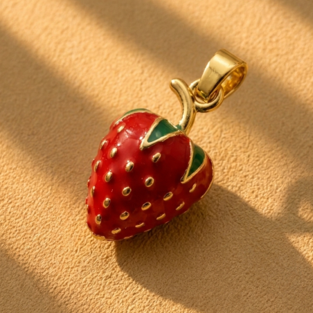 Charm Fragola Smaltata | Ciondolo Fragola per Collana