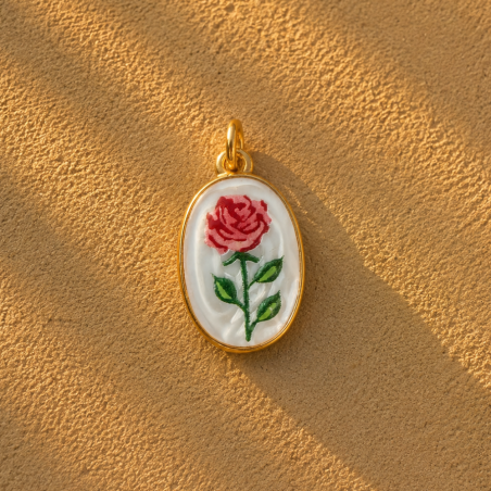 Charm Cammeo Rosa | Ciondolo con Rosa per Collana Componibile