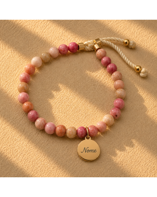 bracciale con palline rosa personalizzabile