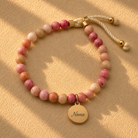 bracciale con palline rosa personalizzabile