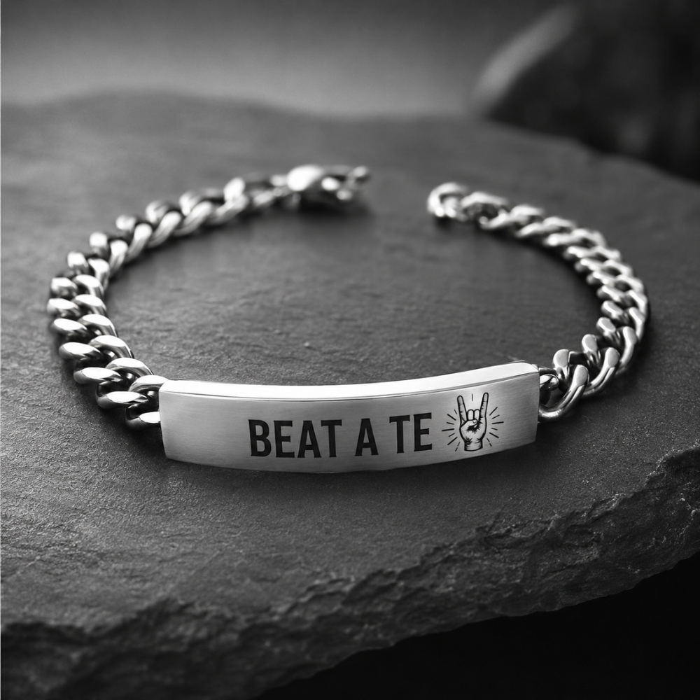 Bracciale Uomo Personalizzato BEAT A TE in Acciaio Inciso – Idea Regalo Originale