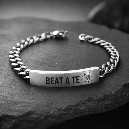 Bracciale Uomo Personalizzato BEAT A TE in Acciaio Inciso – Idea Regalo Originale