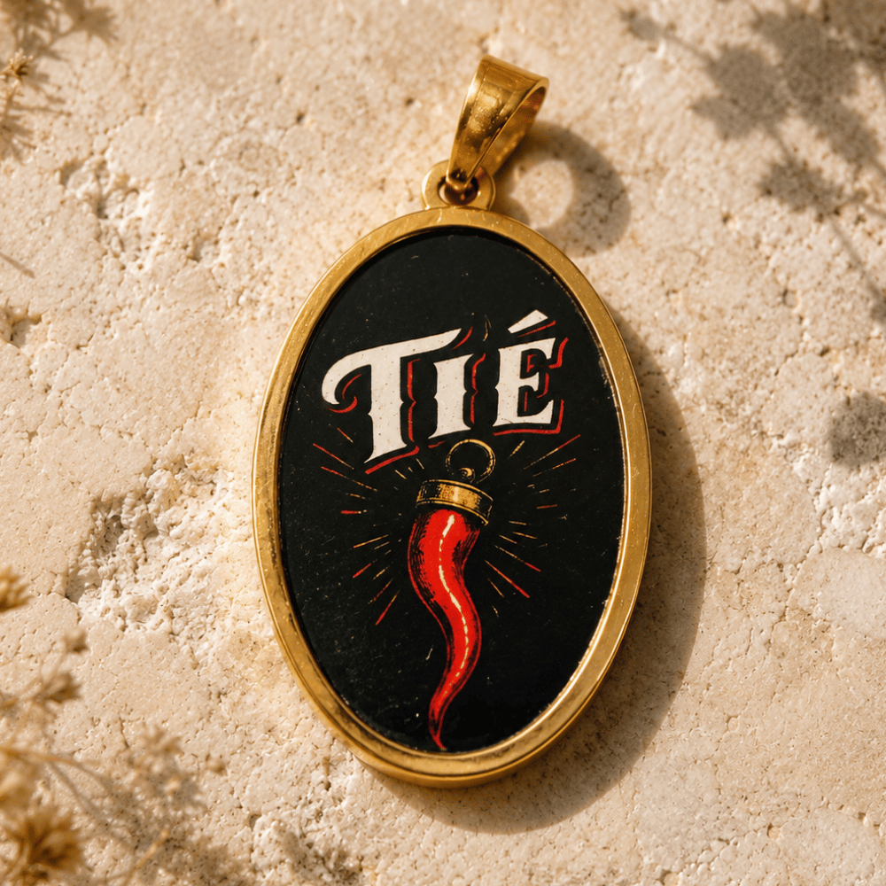 Charm "Tiè" con Cornicello – Ciondolo Portafortuna Napoletano