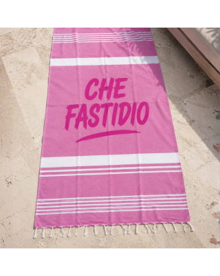 telo-Pareo Mare con Frange "Che Fastidio" 180x90 cm – Telo Mare Estivo Donna