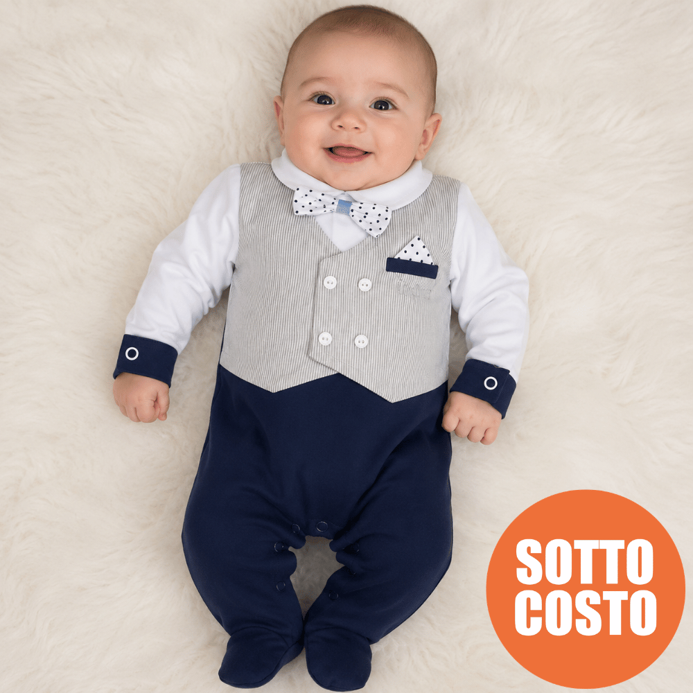 Summer romper suit with bowtie