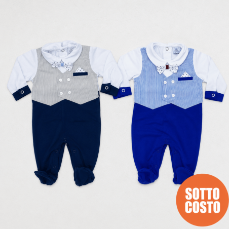 Tutina estiva elegante finto panciotto e papillon