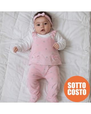 Completo clinica in ciniglia con cuoricini