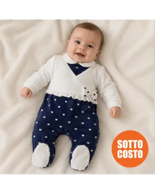 Tutina neonata invernale con trama cuori