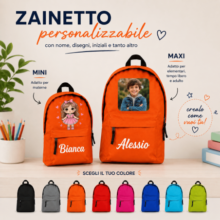 Zaino trandy da personalizzare con testo e immagine