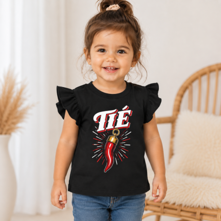 T-Shirt Bambina Tiè con Cornicello | BuyItalianStyle
