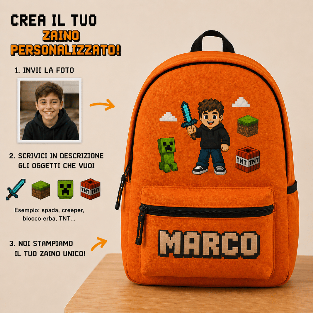 Zaino Personalizzato PixelMe con Foto e Nome | BuyItalianStyle