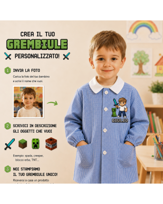 copy of Grembiule bimbo a quadretti blu – Personalizzato con nome | Linea Brainrot TikTok