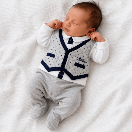 Tutina estiva con gillet a pois da personalizzare con nome