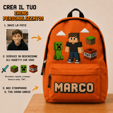 Zaino Personalizzato PixelMe con Foto e Nome | BuyItalianStyle