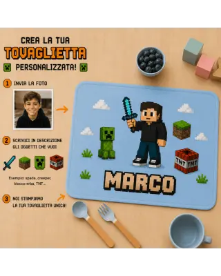 Tovaglietta in tessuto Personalizzata PixelMe con Foto, Nome ed Elementi