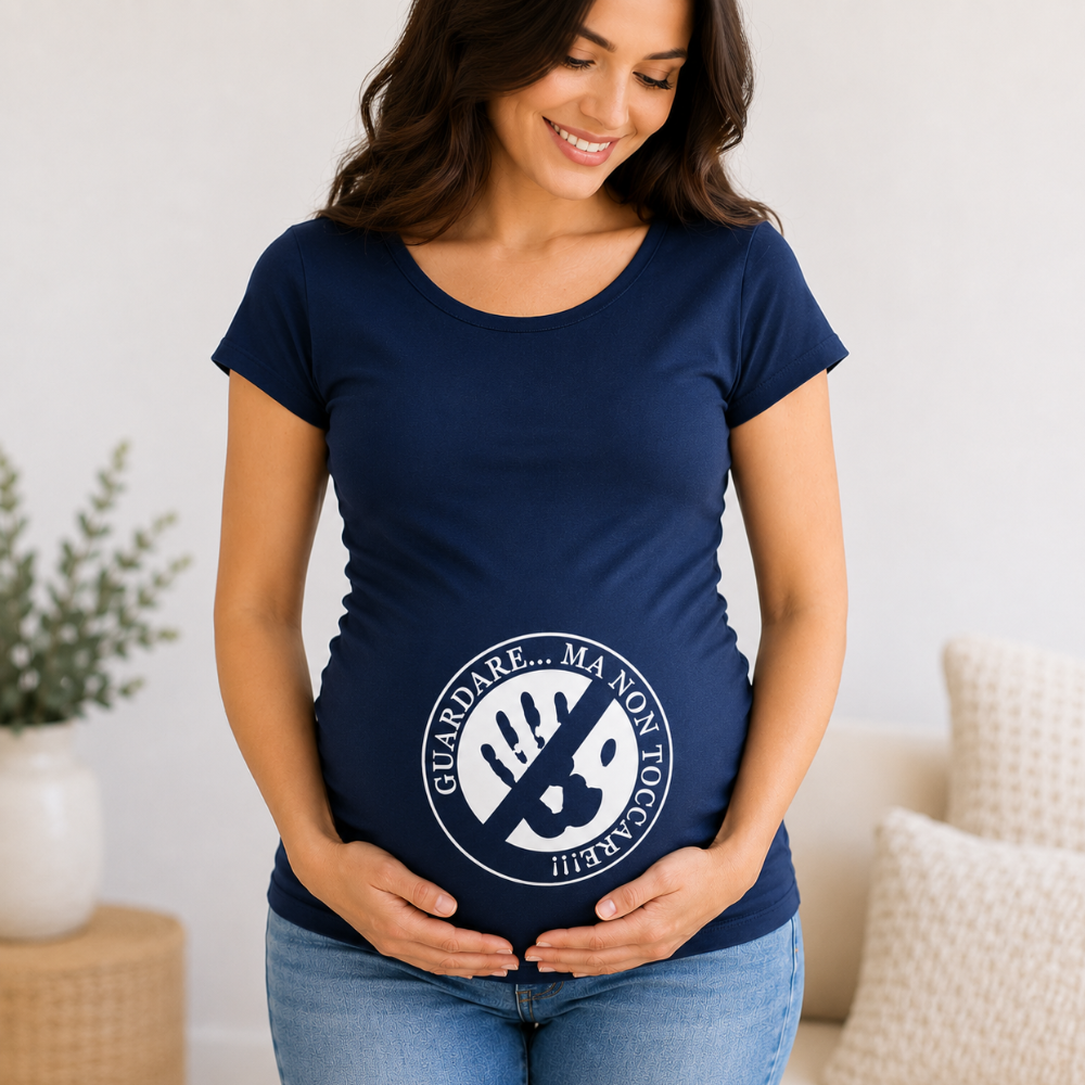 T-shirt premaman "Guardare ma non toccare"