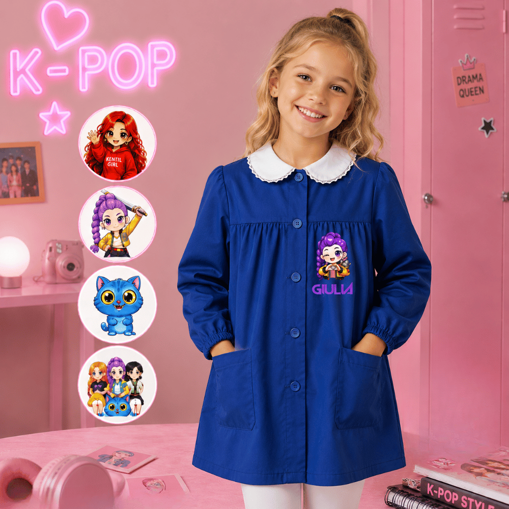 Grembiule bimba blu "k-pop" da personalizzare