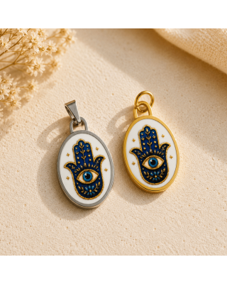 Charm Mano di Fatima Portafortuna | Ciondolo Hamsa per Collana
