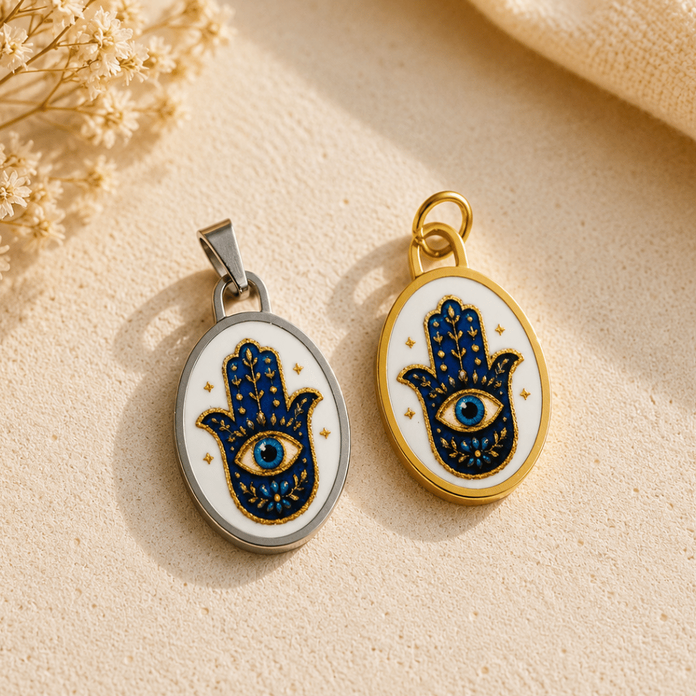 Charm Mano di Fatima Portafortuna | Ciondolo Hamsa per Collana