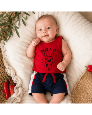 Completino neonato "Beat a Te" – Canotta e Pantaloncino Estivo Divertente