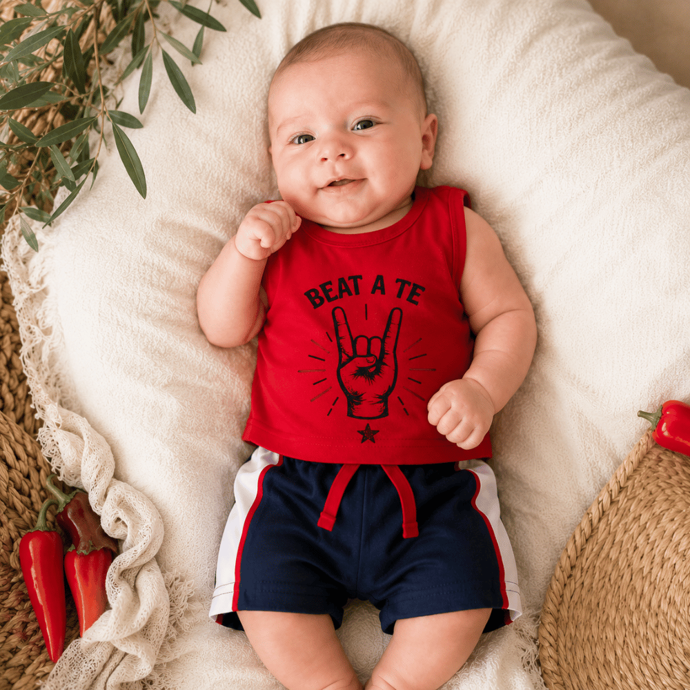 Completino neonato "Beat a Te" – Canotta e Pantaloncino Estivo Divertente