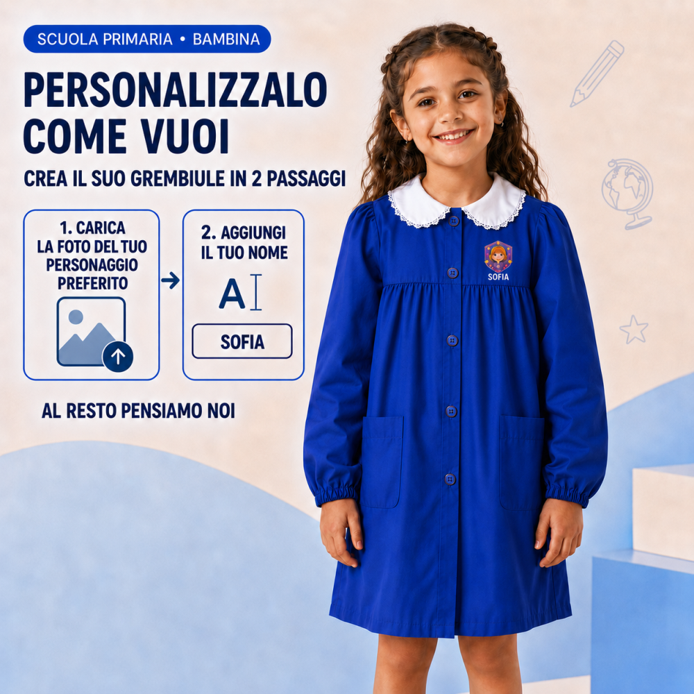 Grembiule bimba blu da personalizzare